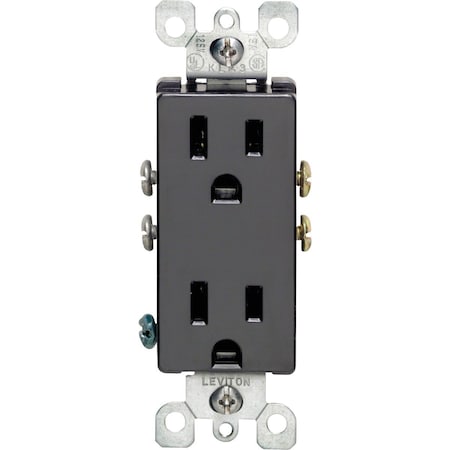 Leviton Straight Blade Receptacle, 5-15R, 15 A, 125V AC, 2 Pole, 3 Wire, Grounded S05-05325-0ES